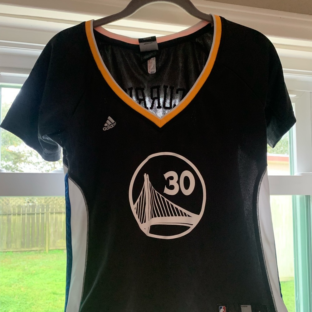 LIKE NEW Adidas Charcoal Stephen Curry Warriors women’s v-neck jersey